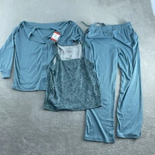 Live 2 Lounge Womens 3-Piece Cooling Lounge Set W/ Cardigan Size M Blue NWT 0189