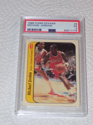 MICHAEL JORDAN PSA 5 EXCELLENT 1986 FLEER ROOKIE STICKER #8 (SWEETLY CENTERED)