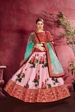 Bollywood Look Benglori Silk Lehenga Choli With Rose Pink Net Dupatta For Party