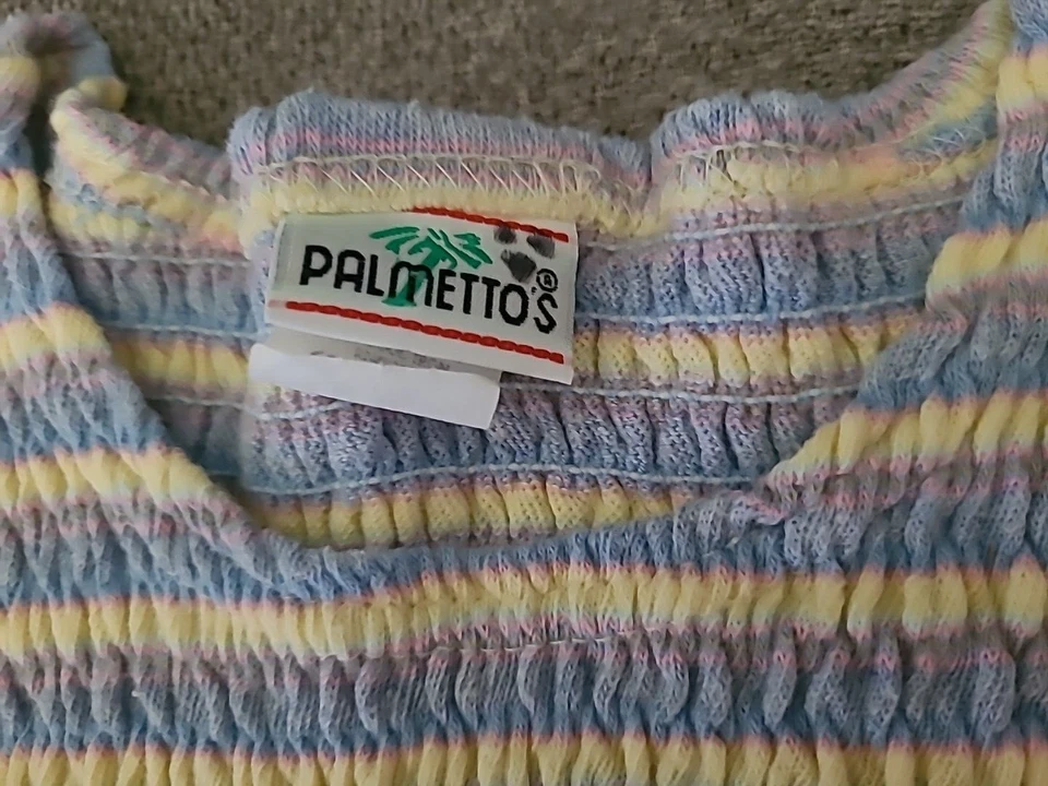 Top vintage Palmettos niñas 7 8 tubo recortado ajustado elástico años 80 EE. UU. Hippy Foto 2 de 4