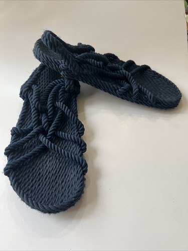 Women’s 8 Navy Blue Rope JC Flat Sandals Shoes Size 38 Preowned Vintage - Picture 3 of 7