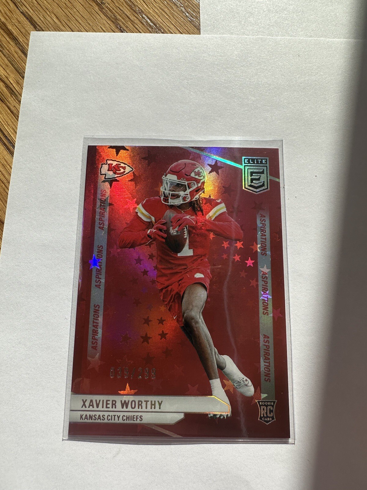 2024 Donruss Elite Red Aspirations Rookie Xavier Worthy 221/299