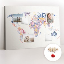 Tableau d'affichage Tableau en liège Punaises 100x70 Carte du monde des pays