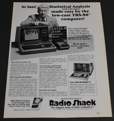 1980 Print Ad Radio Shack TRS-80 Model II Computer Basic Language Analysis Art
