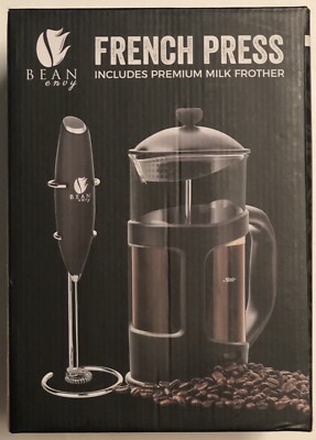 Bean Envy French Press Professional Coffee Includes Premium Milk Frother 16Oz.