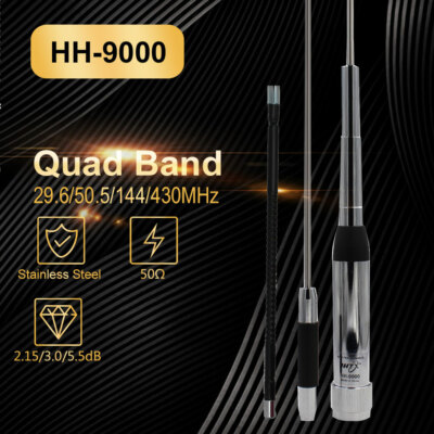 Antena Móvil HH-9000 Cuadribanda Para Radios TYT TH-9800 Y TH-7800 - Cubre 29.6/50.5/144/435 MHz