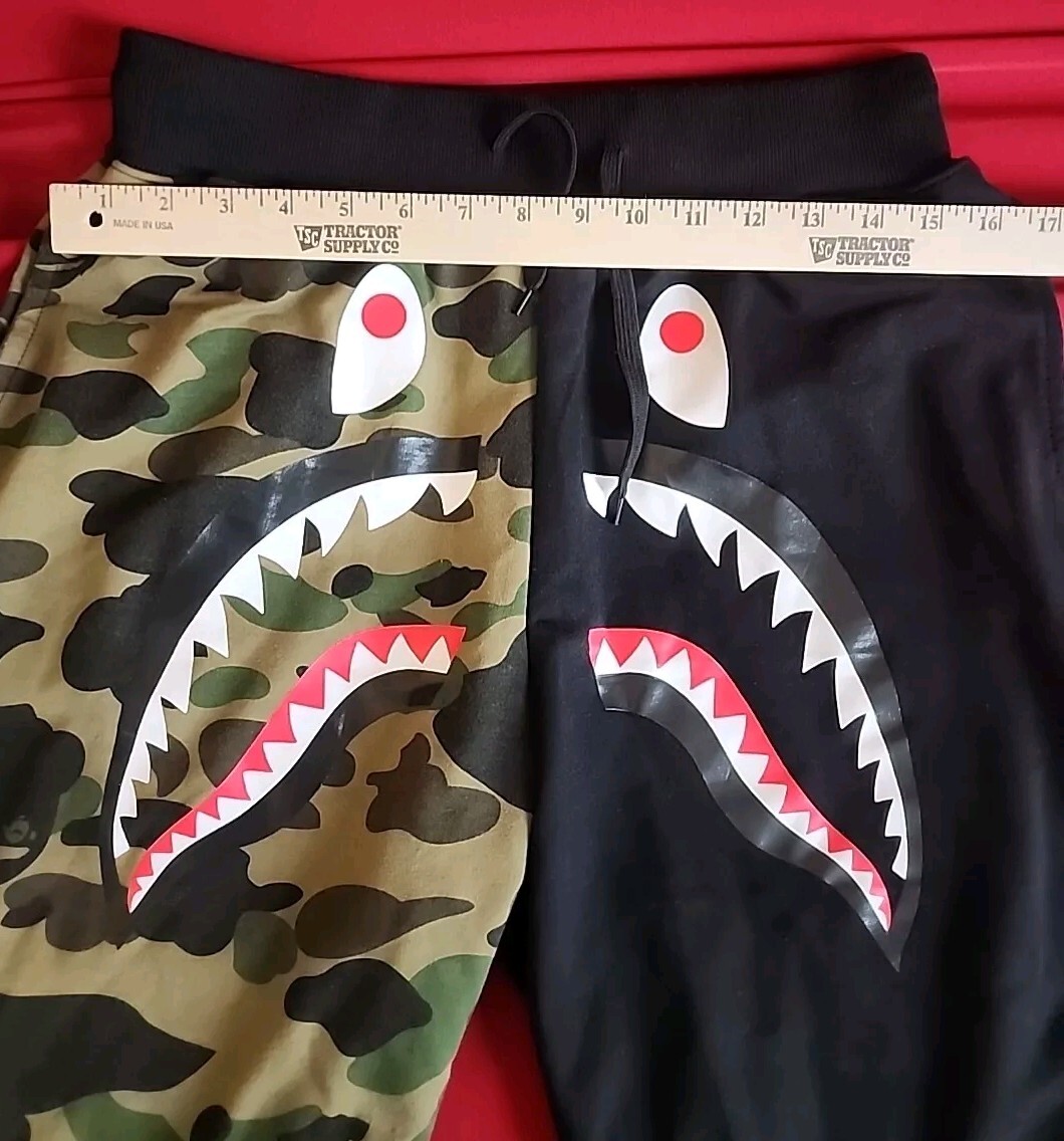 Men's BAPE A Bathing Ape Split Camo Sweat Shorts w/Pockets