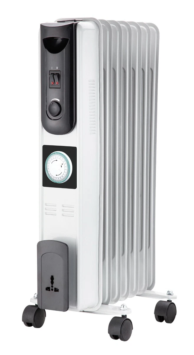 Portable 7 Fin 1500w Electric OIL FILLED RADIATOR Heater With 24 Hour Timer  | eBay