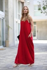 SIX Beautiful Colors/V-Neck Cami Long Maxi Dress/Pockets/Adjustable straps~SALE!