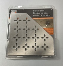 Schluter Pentagonal Corner Shelf for Tiled Walls - Floral Design-Stainless Steel