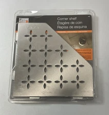 Schluter Pentagonal Corner Shelf for Tiled Walls - Floral Design-Stainless Steel