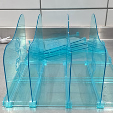 Clear Blue Acrylic Multi-Slot Countertop & Tabletop Display Organiser Stand