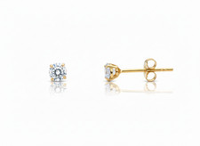 14K Yellow Gold 3mm Birthstone Round Shaped Stud Push Back Earrings for Women