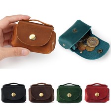 Vintage Leather Lady Mini Purse Coin Key Ring Wallet Pouch Snap Small Change Bag