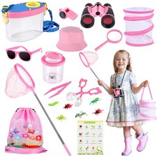 GIFTINBOX Bug Catcher Kit for Kids - Outdoor Explorer Toys Set Medium, Pink