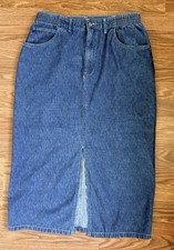 Faded Glory Y2K Denim Maxi Skirt Front Slit Western 100 Cotton Women s Size 14