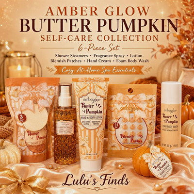 amberglow Butter Pumpkin 6-Piece Self-Care Gift Set w/ Steamers, Spray