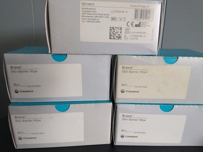 5  NEW BOXES COLOPLAST 120215 OSTOMY SKIN BARRIER WIPES 30/BOX EXP 2028