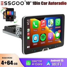 10.1" 4 64GB Android 15 1Din Rotatable Car Stereo Radio GPS Navi Wifi CarPlay BT