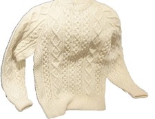 Vintage Gaeltarra Handknit Wool Cableknit Fisherman Sweater Men's 42 Ireland