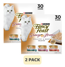 2 Pack Fancy Feast Gravy Lovers Poultry Beef Feast Wet Cat Food, 3oz, 30 Can