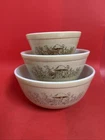 Vintage PYREX Forest Fancies Mushroom Mixing Bowls #401, #402, #403
