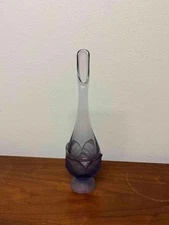Vintage Viking Purple Leaf Glass Vase - Original Sticker - 11 3/4"