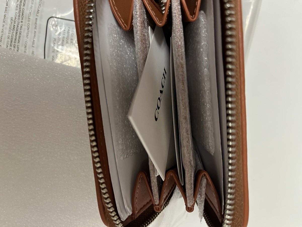 Coach Essential Small Zip Around Crystal Signature Jacquard Wallet