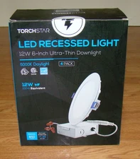 TORCHSTAR 4x6" Ultra-Thin LED Recessed Light x/Junction Box, 5000K Dimmable