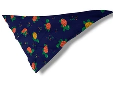 Vintage 70s Happy Turtles Kerchief Triangle Head Scarf Bandana Blue 36” Unique