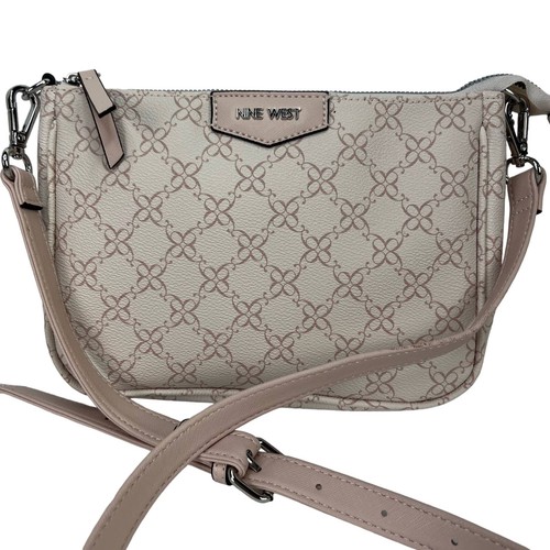 NWOT NINE WEST Pink/Off White PUMICE PVC CROSSBODY/Wristlet PURSE