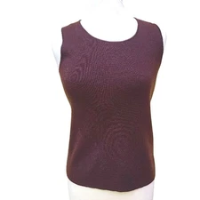 Eileen Fisher Minimalist Brown Ultrafine Merino Wool Knit Crewneck Tank Top