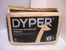 Dyper Charcoal Enhanced Diapers 30 Count Size 2 12-18 lbs. Soft Absorbent
