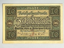 Vintage 1920 Germany 10 mark Notgeld Reichsbanknote Weimar Republic WW I Era
