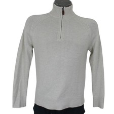 J. Crew 100 Cashmere Beige 1/4 Zip Sweater Mens Small preppy basic casual