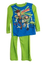 Disney Pixar Toy Story Size 8 Boys Pajama Set Green  Blue Fleece