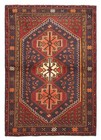 Vintage Geometric Hand-Knotted Carpet 3'4" x 4'9" Traditional Wool Area Rug