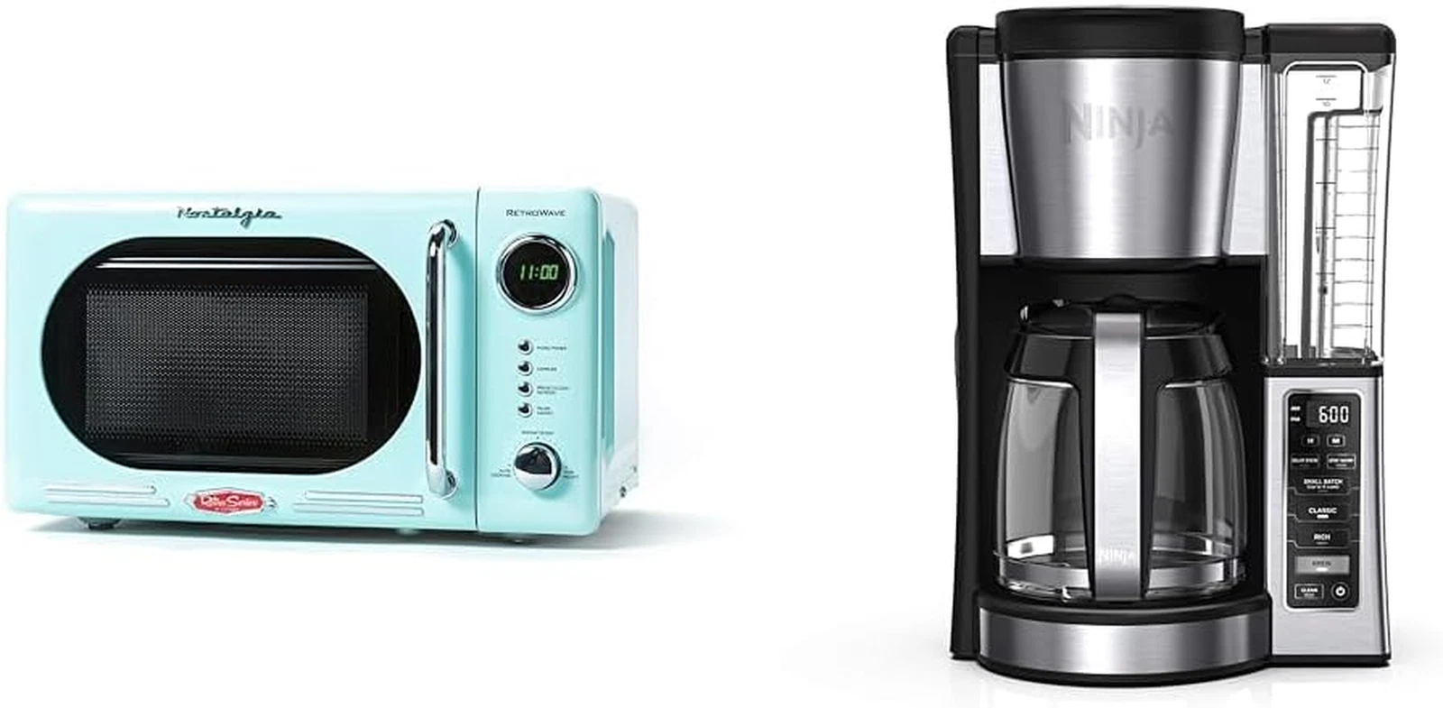 Retro Compact Microwave & Ninja 12-Cup Coffee Brewer - 2 Brew Styles