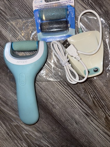 Amope Pedi Perfect Pro kabellose wiederaufladbare Fußfeile harte tote Haut +2 Feilen