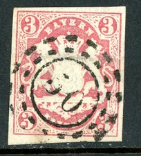 Germany States 1867 Bavaria 3Kr Rose Scott #16 VFU M377