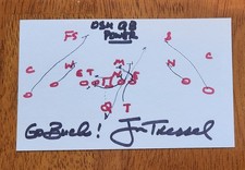 Autographed Jim Tressel 3x5 index card w/coa PLAY SKETCH OHIO STATE BUCKEYES