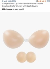 Sticky Bra Push Up Adhesive Invisible Silicone Strapless Bra w/ Nipple Covers