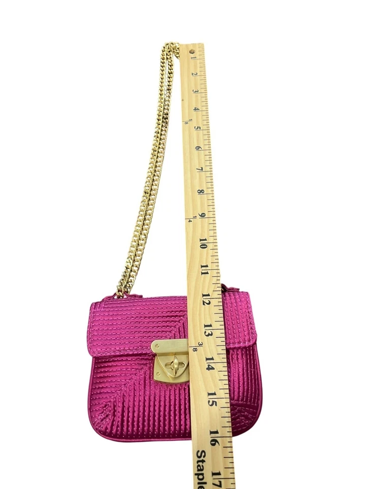 Mini Bandolera Talbots Rosa Magenta Tejida con Correa de Cadena Dorada NUEVO Foto 4 de 4