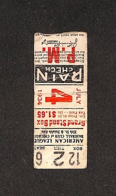 JULY 4, 1934 ST. LOUIS BROWNS @ CHICAGO WHITE SOX TICKET STUB