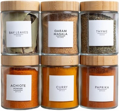 360 Pre-Printed Global Spice Labels including 120 -By Date Labels | Waterproof