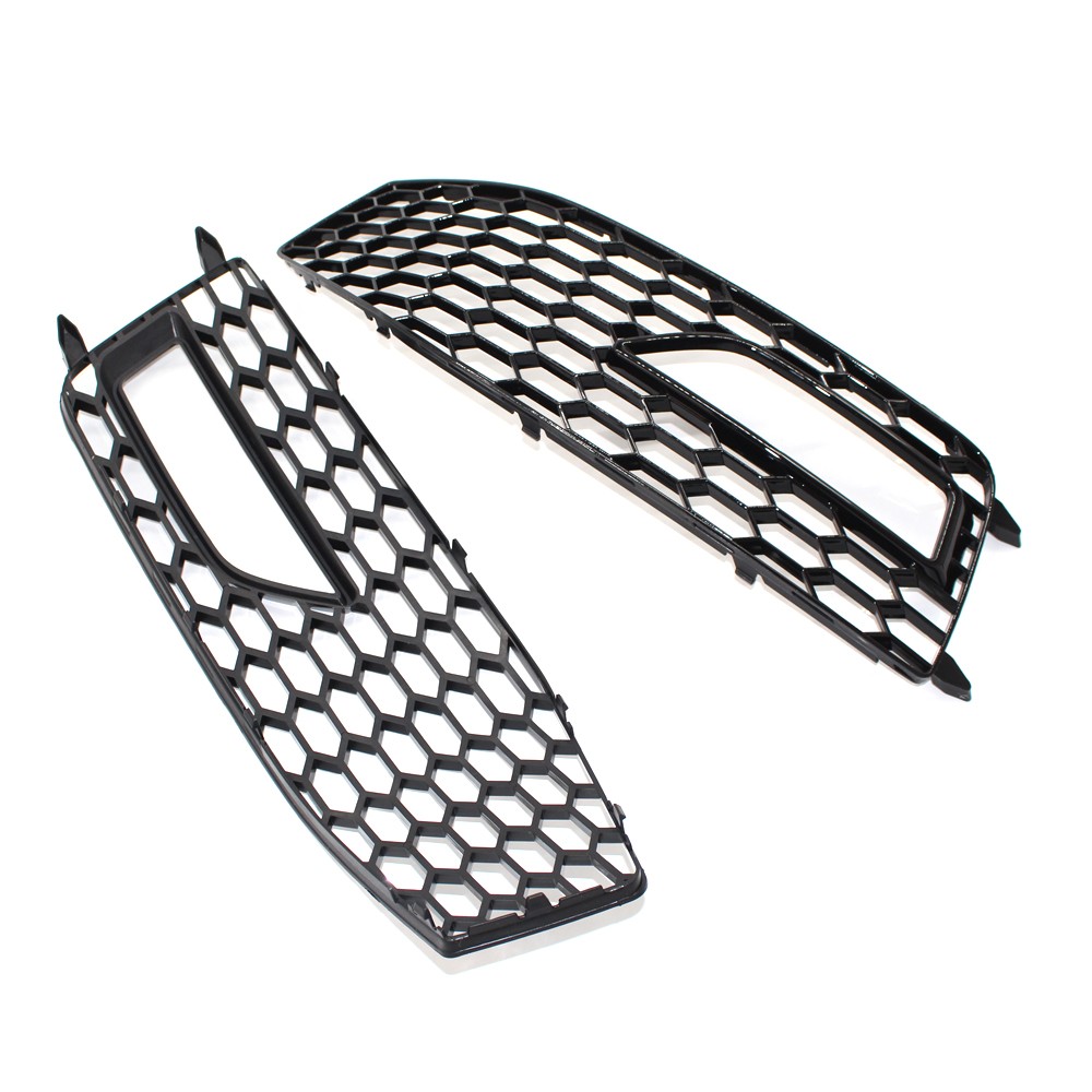 Honeycomb RS4 Style Front Grille+Fog Light Grille Covers For Audi A4 B8.5 13-16