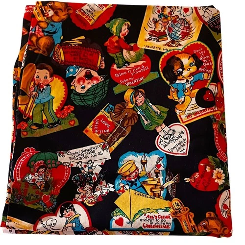 Vtg Hi Fashion Love Notes Quilt Fabric Valentine Cards 72x43 Timeless Treasures  - product listing photo