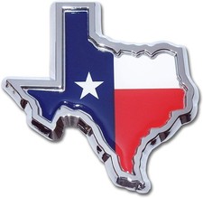 TEXAS FLAG IN SHAPE OF TEXAS State Edition Emblem Decal Longhorn Lone Star METAL