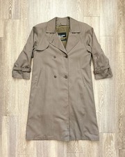 Vintage 70s London Fog Trench Coat Women's 4 Petite Beige Tan Zip Liner USA Made
