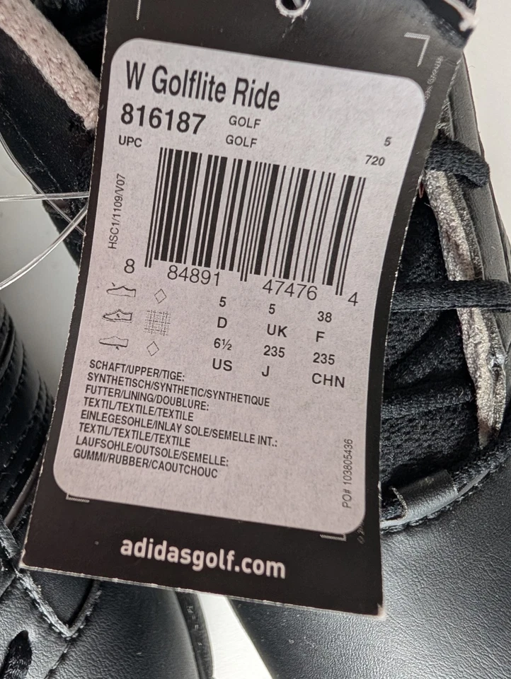 Adidas Golflite Ride Shoes Golf Cleats Womens Size 6.5 D Black Traxion Sole - Image 2 of 4